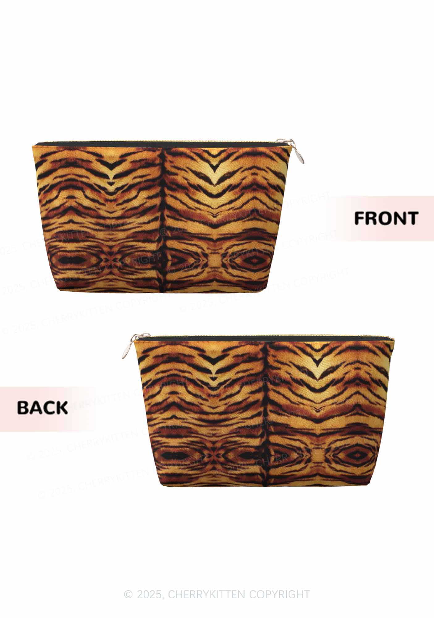 Wild Tiger Texture Y2K Leather Makeup Bag Cherrykitten