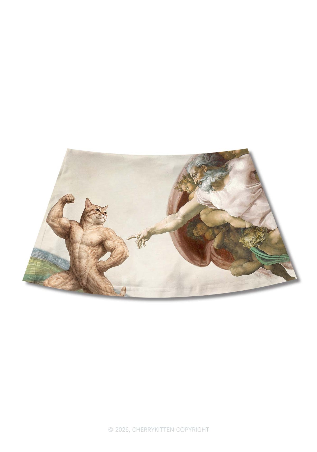 Gym Cat God Touch Y2K Print Mini Skirt Cherrykitten