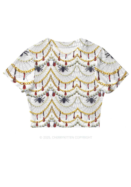 Jewelry Spider Y2K Mesh Crop Top Cherrykitten