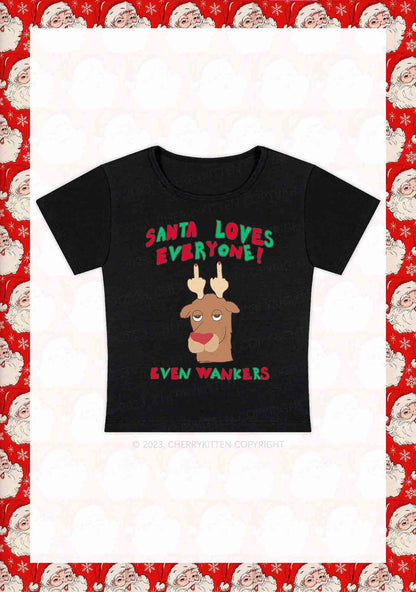 Santa Loves Everyone Christmas Y2K Baby Tee Cherrykitten