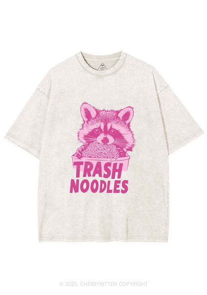 Raccoon Trash Noodles Y2K Shirts Washed Tee Cherrykitten
