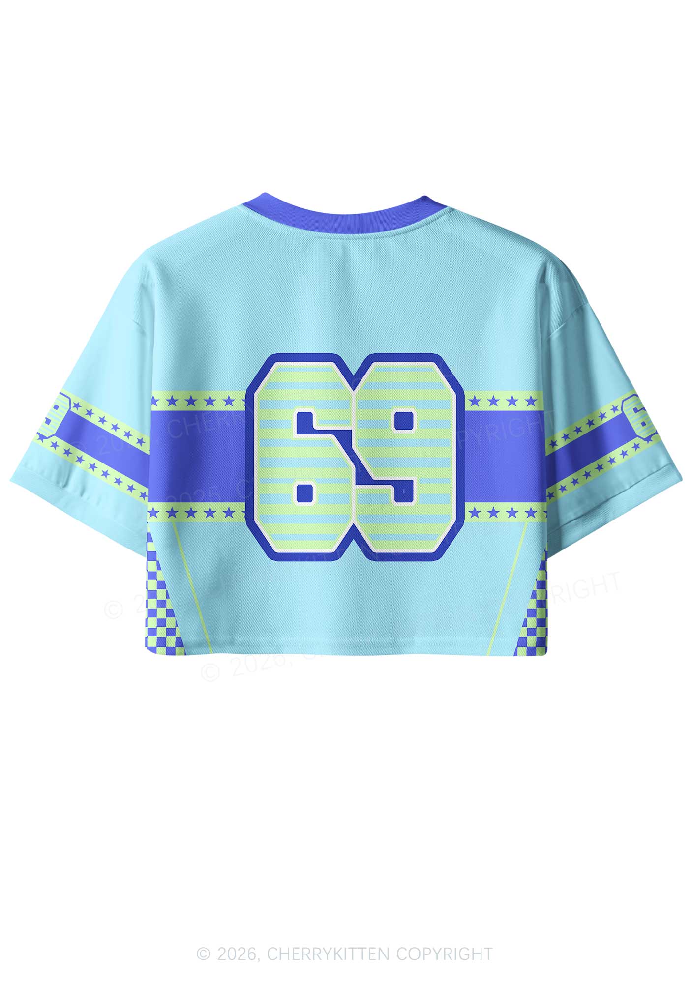 Blue Girl Kisser Pride Y2K Crop Sport Jersey Shirts Cherrykitten