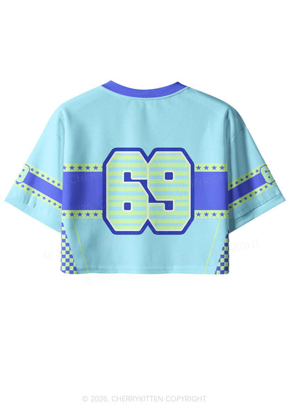 Blue Girl Kisser Pride Y2K Crop Sport Jersey Shirts Cherrykitten