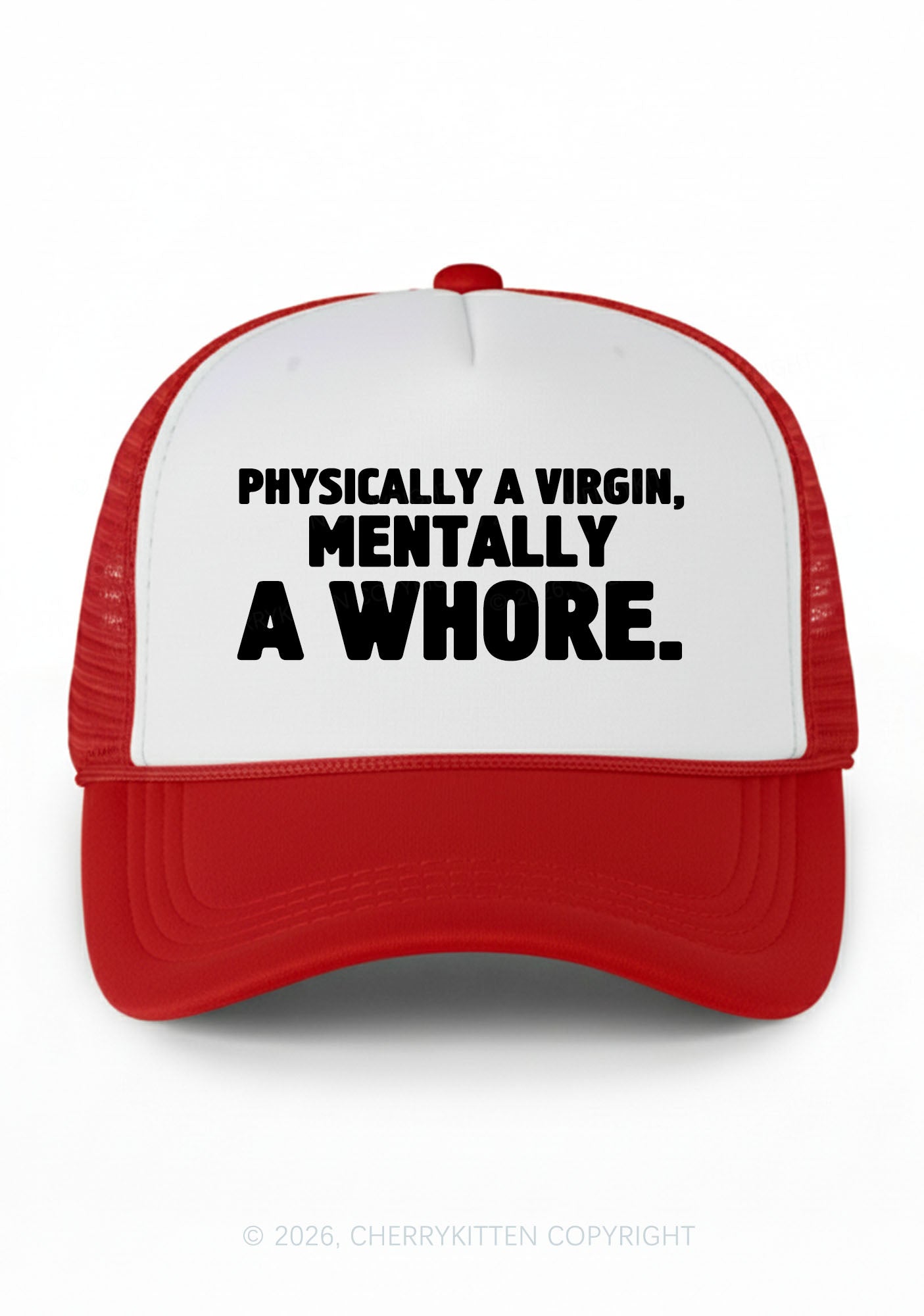 Mentally A Hore Y2K Colorblock Trucker Hat Cherrykitten