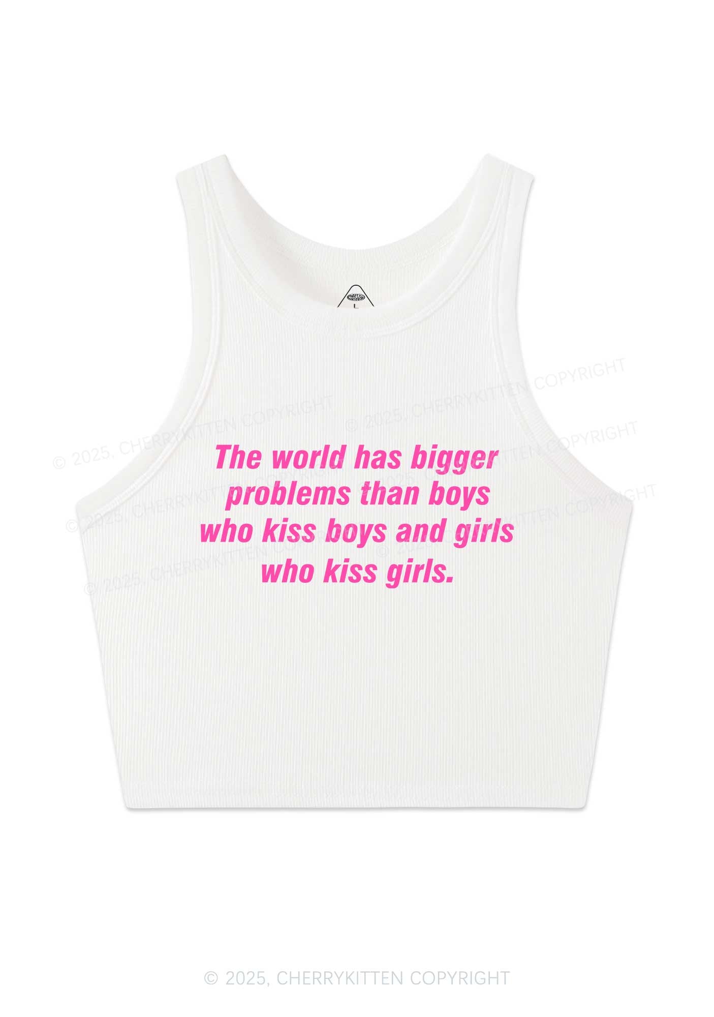 Who Kiss Girls Pride Y2K Crop Tank Top Cherrykitten