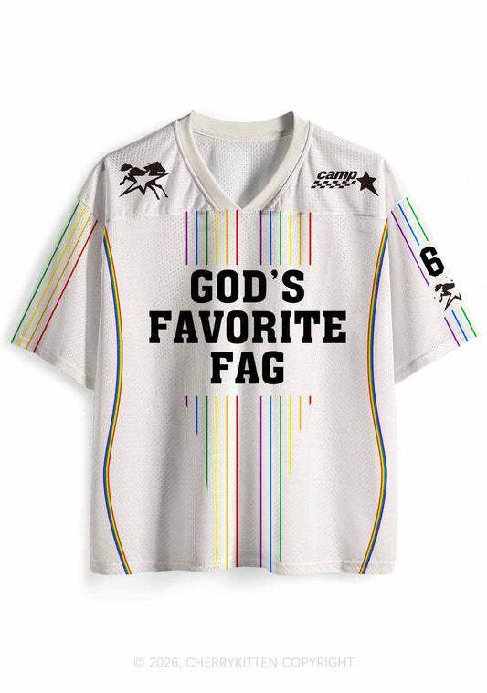 Gods Favorite Fag Rainbow Stripes Pride Y2K Sport Jersey Shirts Cherrykitten