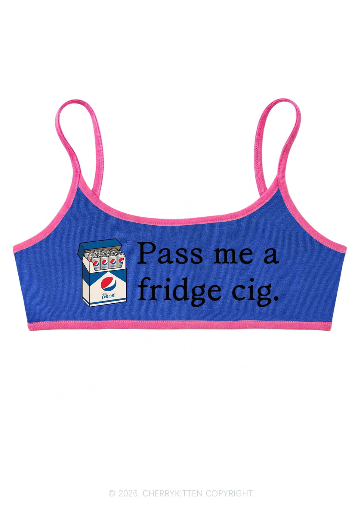 Pass Me A Fridge Cig Blue Drinks Y2K Super Crop Cami Cherrykitten