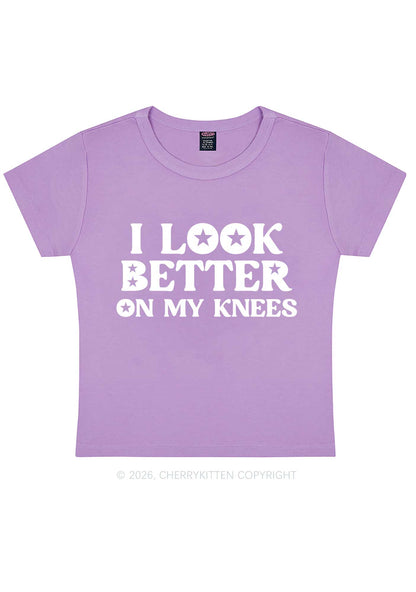 I Look Better On My Knees Y2K Baby Tee Cherrykitten