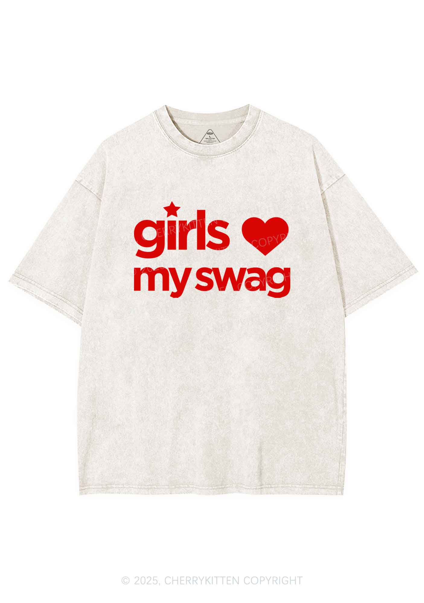 Girls Love My Swag Pride Y2K Shirts Washed Tee Cherrykitten