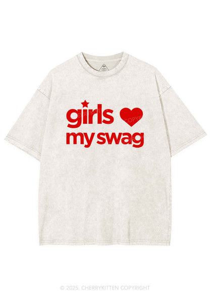 Girls Love My Swag Pride Y2K Shirts Washed Tee Cherrykitten
