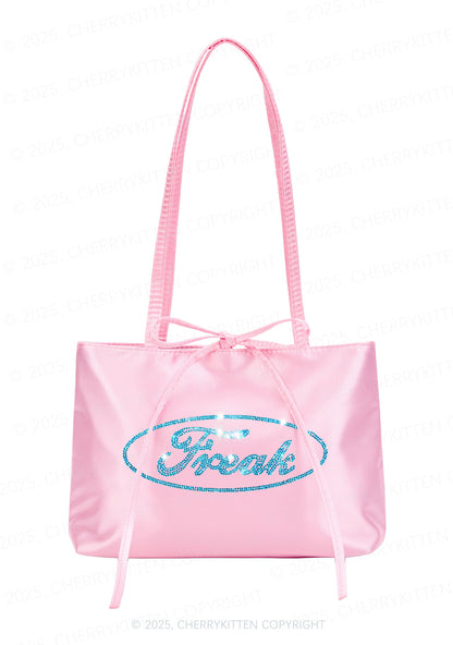 Rhinestone Oval Freak Y2K Satin Bags Cherrykitten