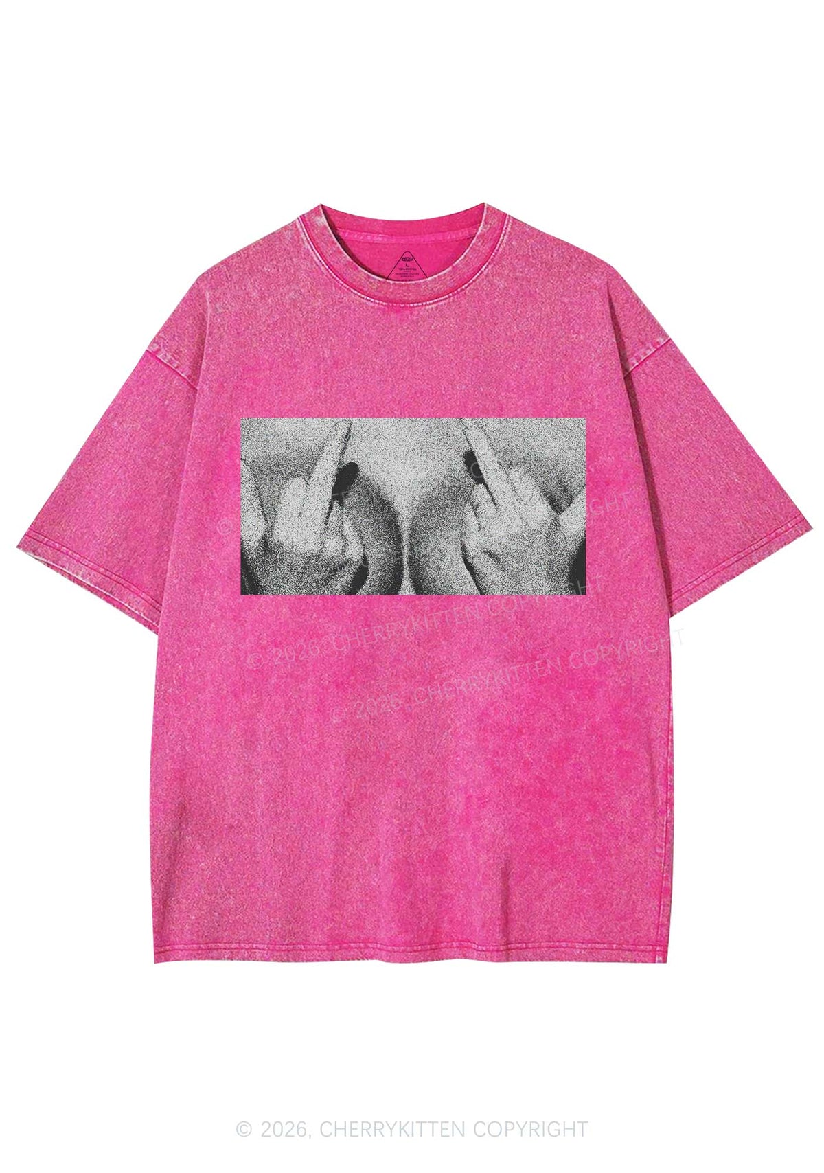 Middle Finger Bxxbs Y2K Shirts Washed Tee Cherrykitten