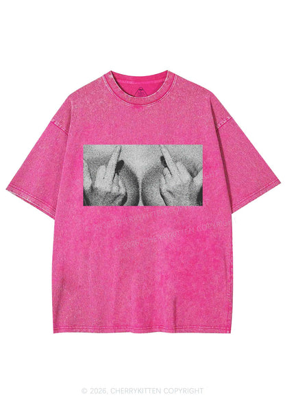 Middle Finger Bxxbs Y2K Shirts Washed Tee Cherrykitten