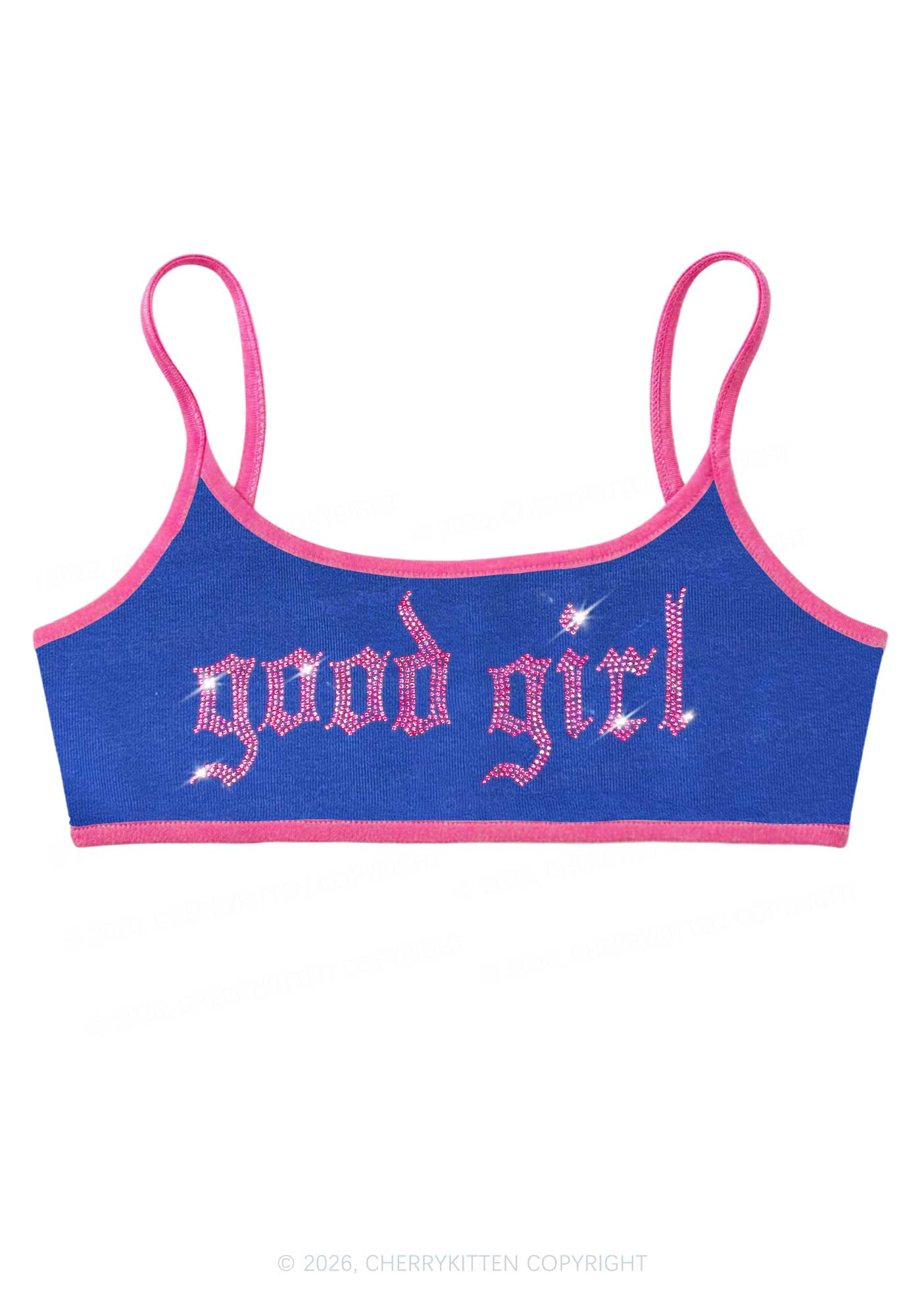 Rhinestone Good Girl Y2K Super Crop Cami Cherrykitten