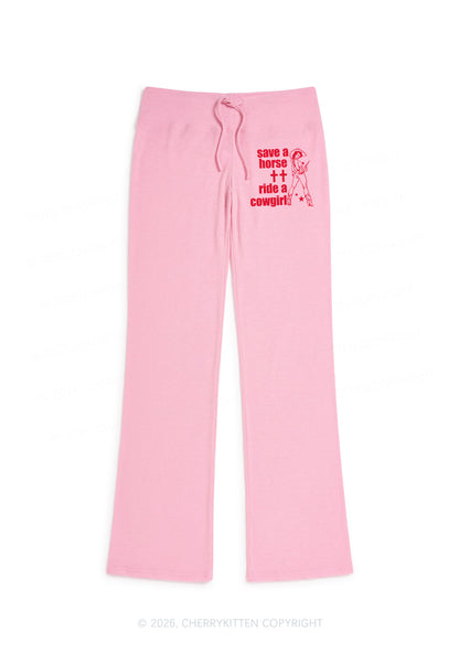 Ride A Cowgirl Pride Y2K Low Rise Drawstring Flare Pants Cherrykitten