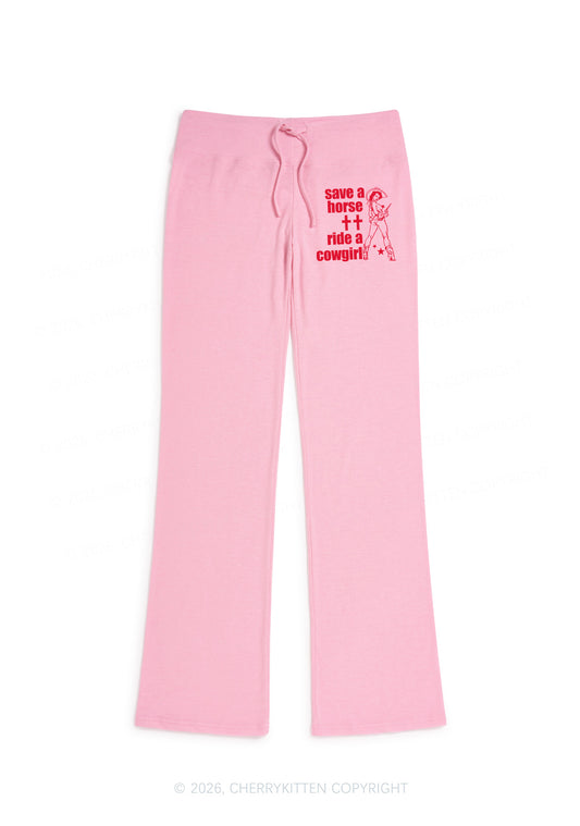 Ride A Cowgirl Pride Y2K Low Rise Drawstring Flare Pants Cherrykitten