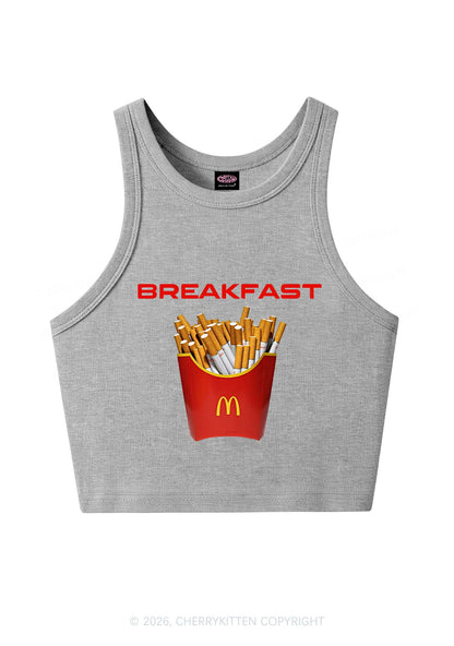 Breakfast Cigarette Y2K Crop Tank Top Cherrykitten