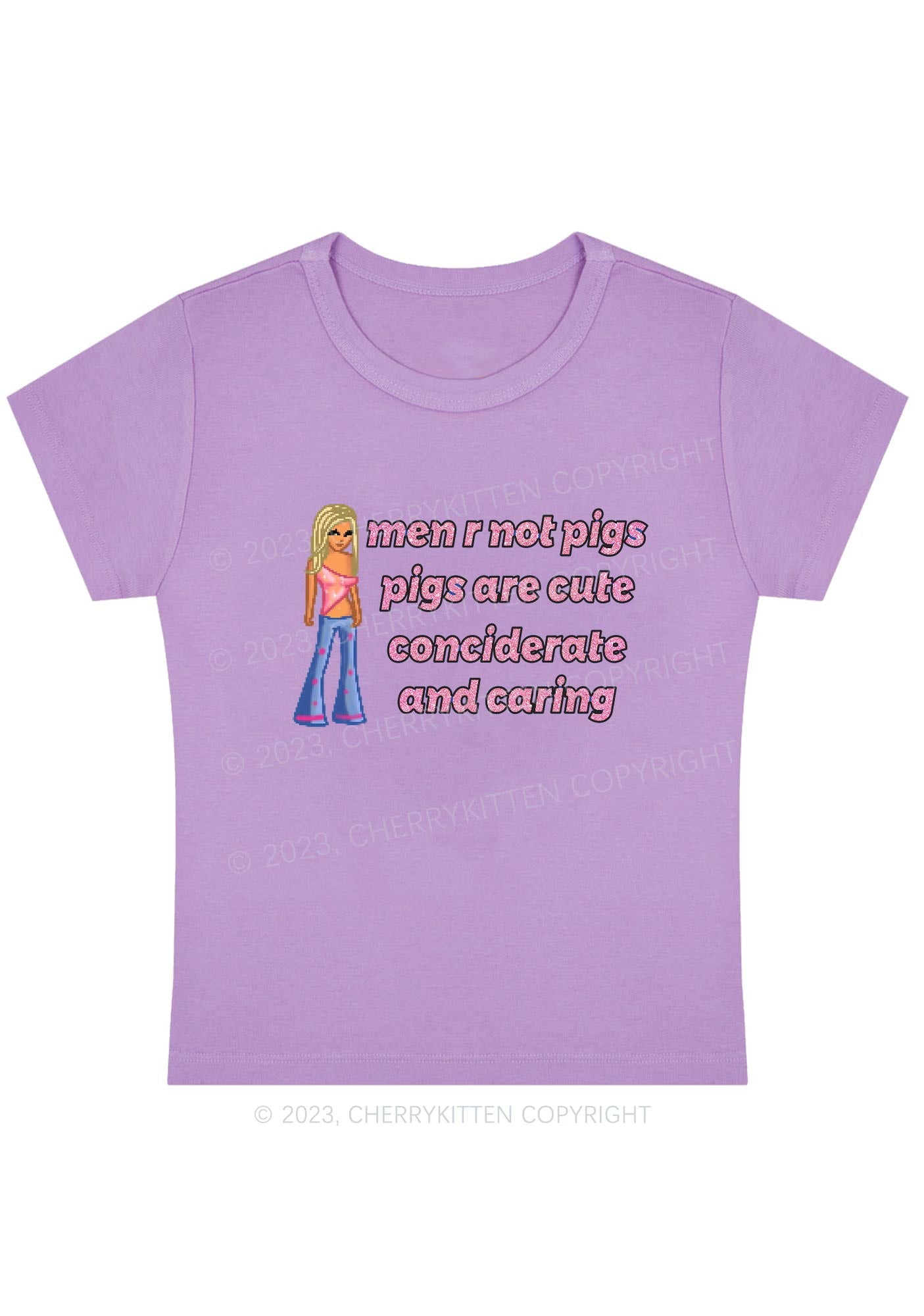 Curvy Men Are Not Pigs Pigs Are Cute Y2K Baby Tee Cherrykitten