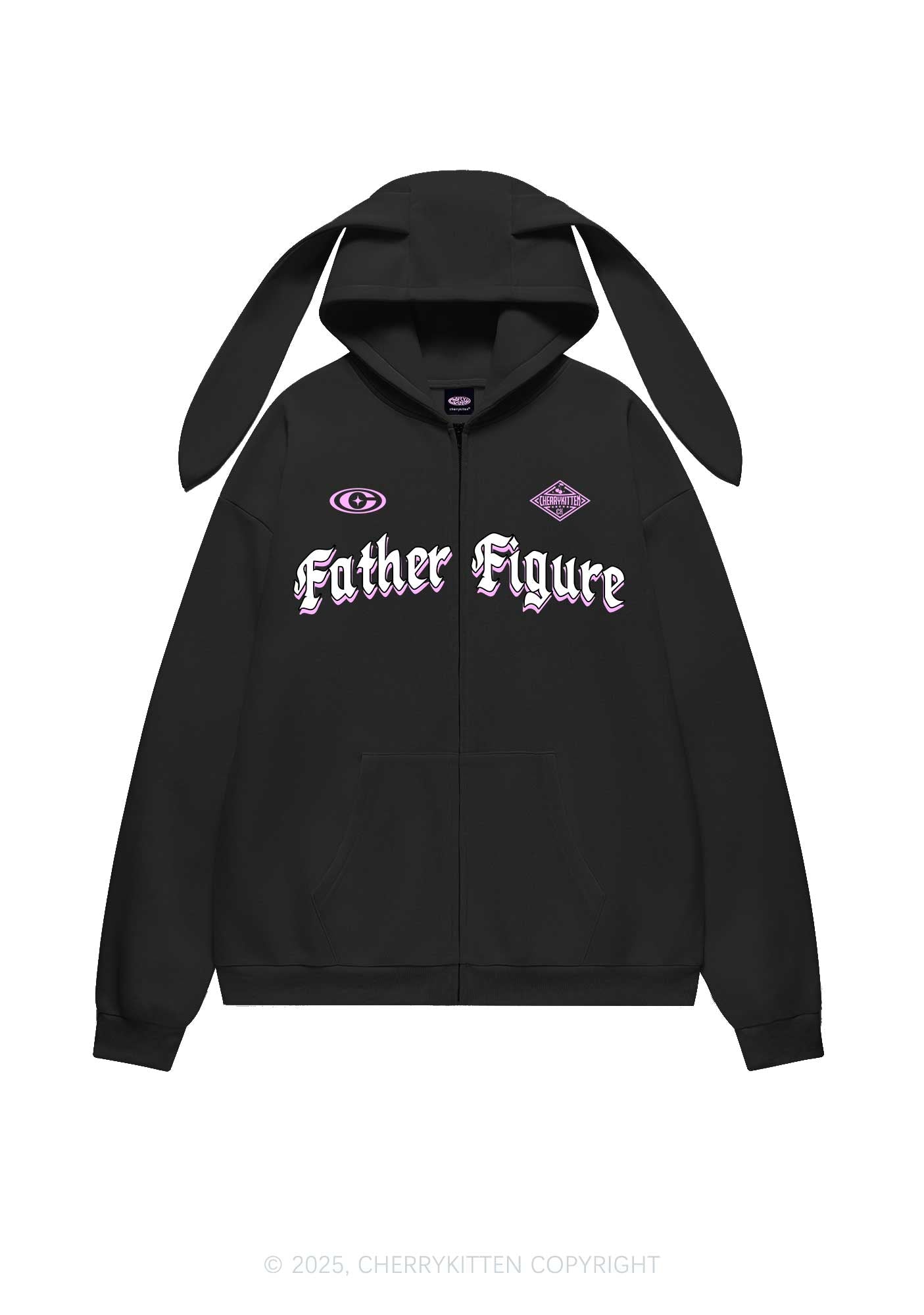 Father Figure Y2K Bunny Ear Zip Hoodie Cherrykitten