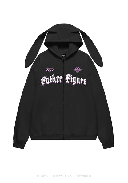 Father Figure Y2K Bunny Ear Zip Hoodie Cherrykitten