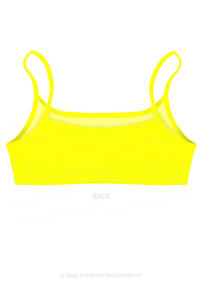 Yellow Thermal Female Body Y2K Print Super Crop Cami Cherrykitten