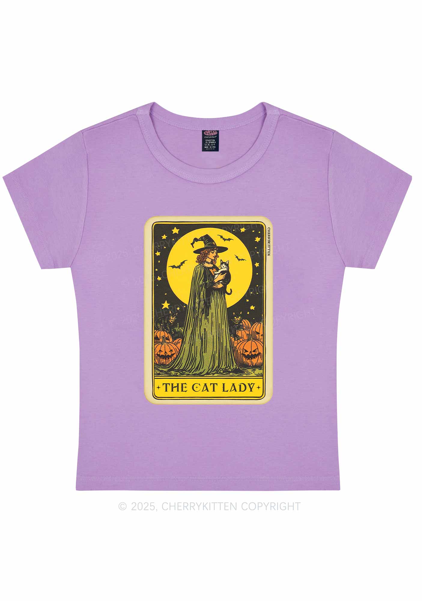 Halloween The Witch Cat Lady Y2K Baby Tee Cherrykitten