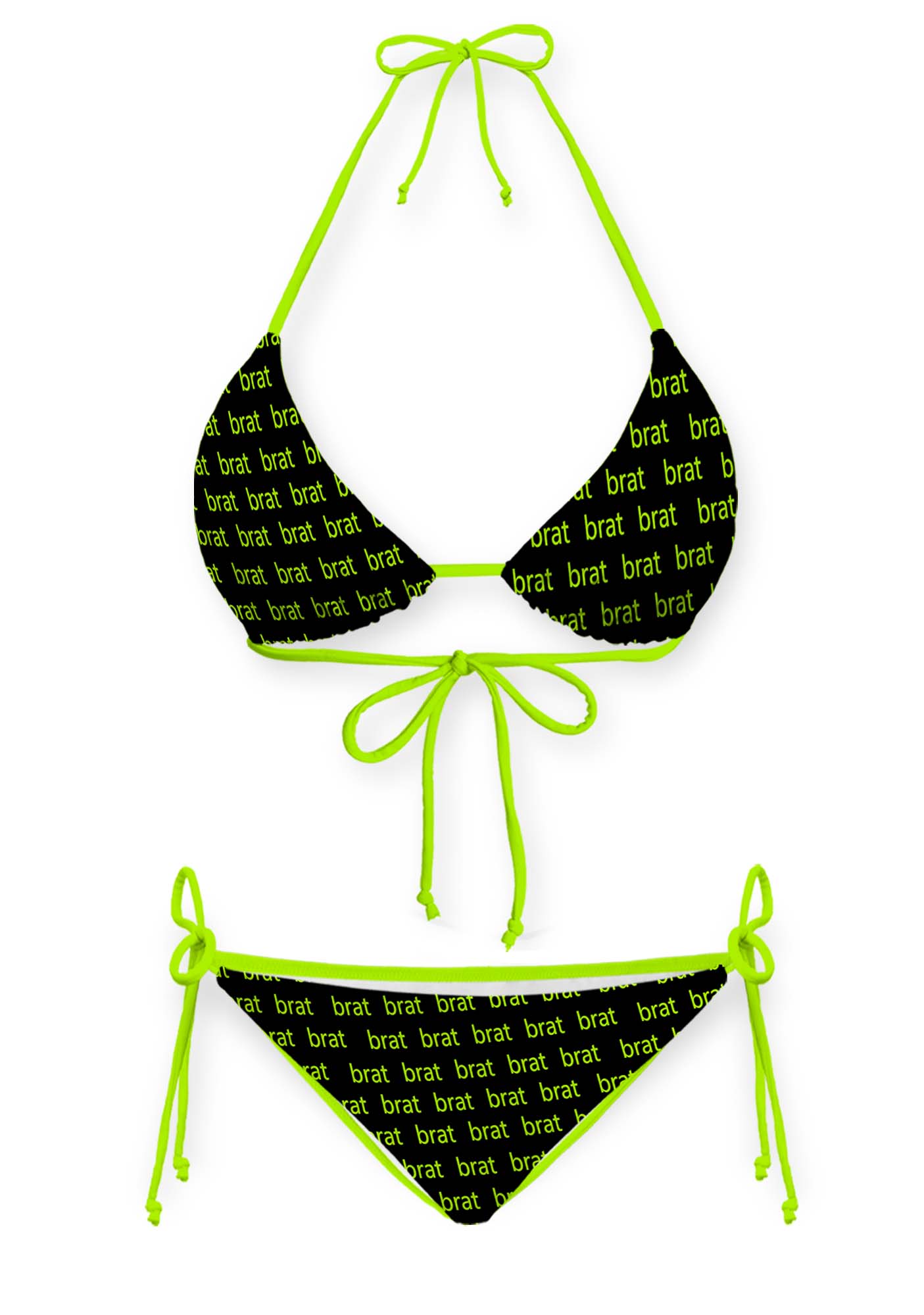Green Brat Y2K Print Bikini Set Cherrykitten