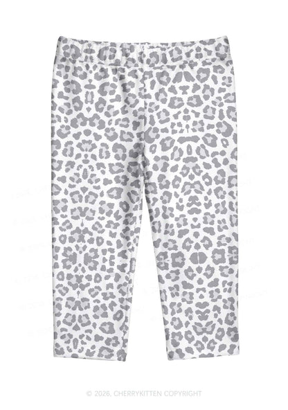 Light Grey Leopard Y2K Print Capri Pants Cherrykitten
