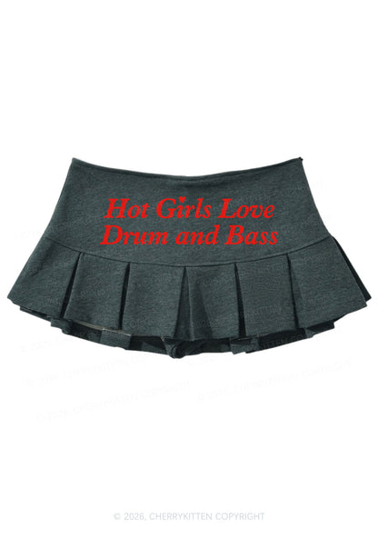 Hot Girls Love Drum And Bass Y2K Mini Pleated Skirts Cherrykitten