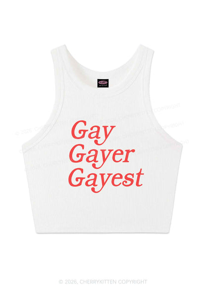 Gay Gayer Gayest Pride Y2K Crop Tank Top Cherrykitten