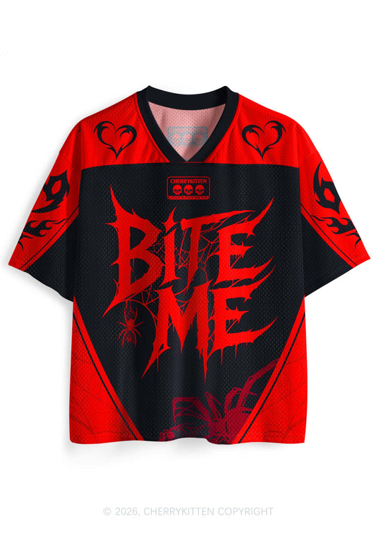 Halloween Bite Me Spider Web Y2K Sport Jersey Shirts Cherrykitten