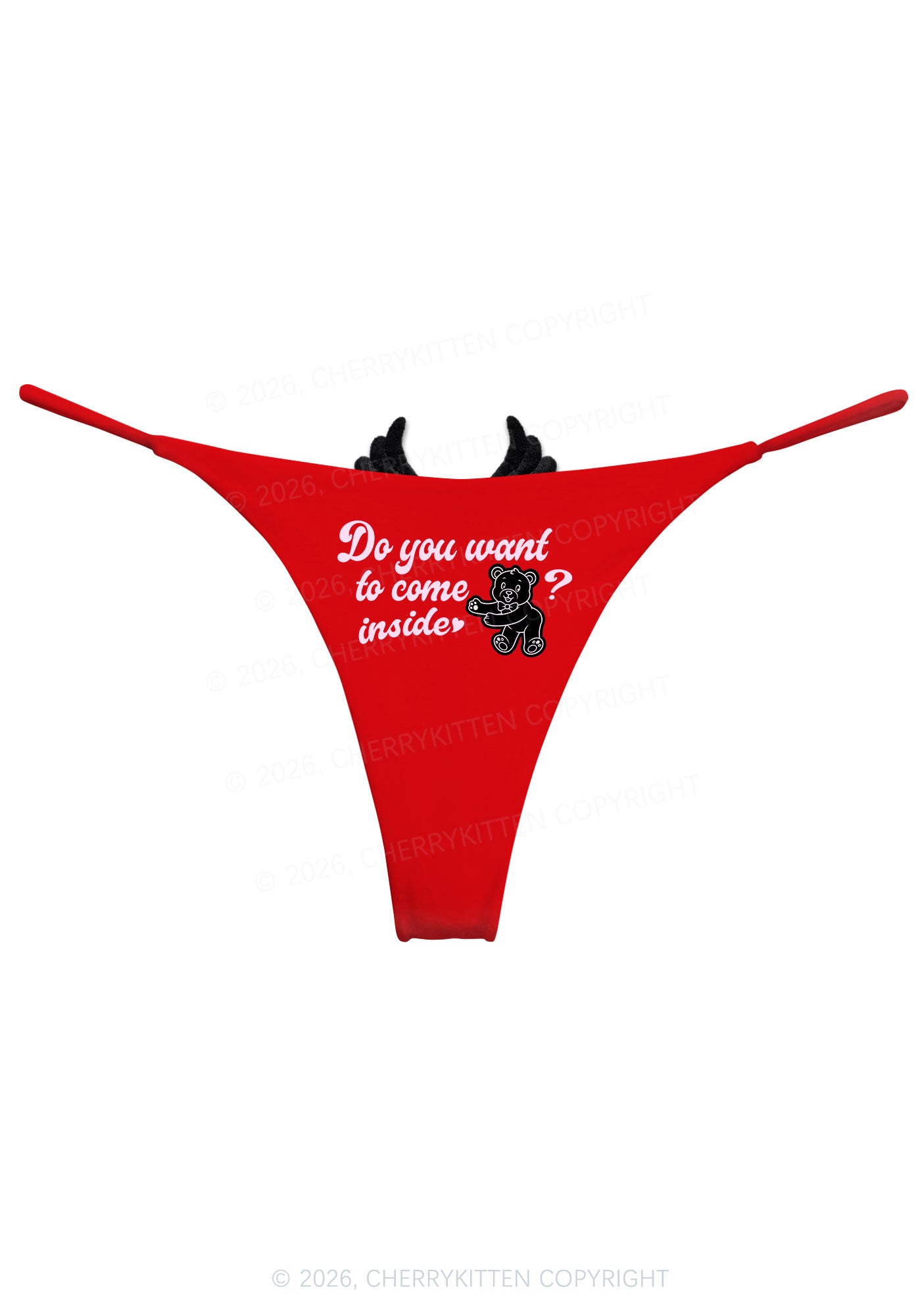 Do You Want To Come Inside Y2K Bikini String Thong With Black Wings Cherrykitten
