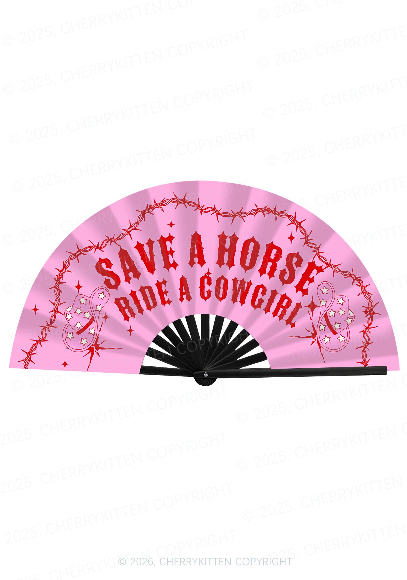 Ride A Cowgirl Pride Y2K Rave Hand Fan Cherrykitten