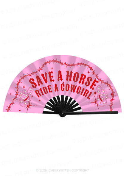 Ride A Cowgirl Pride Y2K Rave Hand Fan Cherrykitten