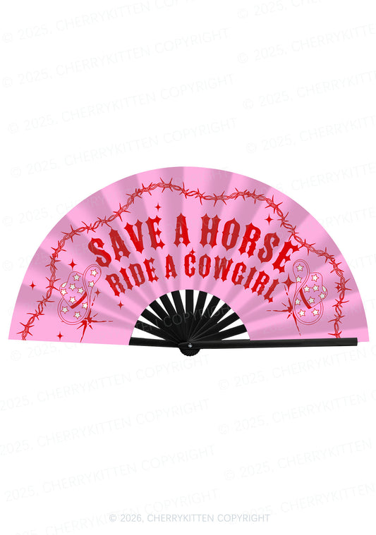Ride A Cowgirl Pride Y2K Rave Hand Fan Cherrykitten