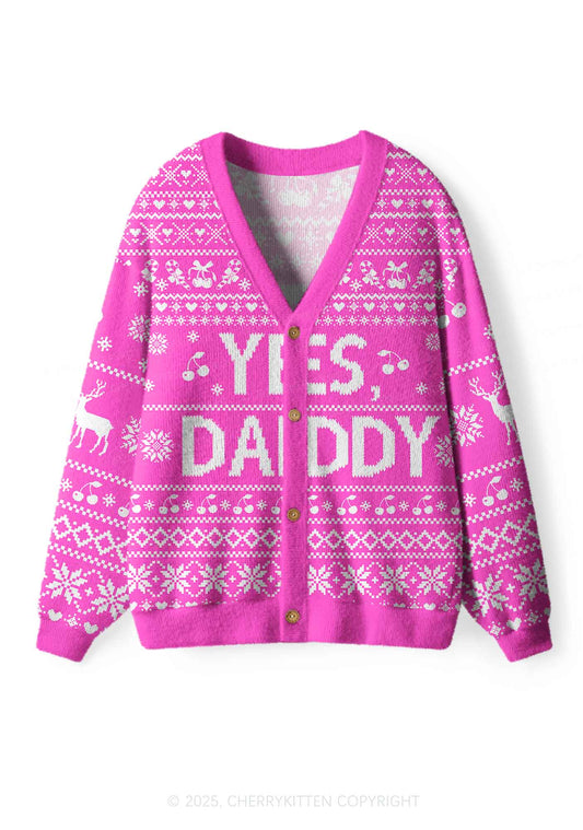 Yes Daddy Y2K Christmas Cardigan Knit Sweatshirt Cherrykitten