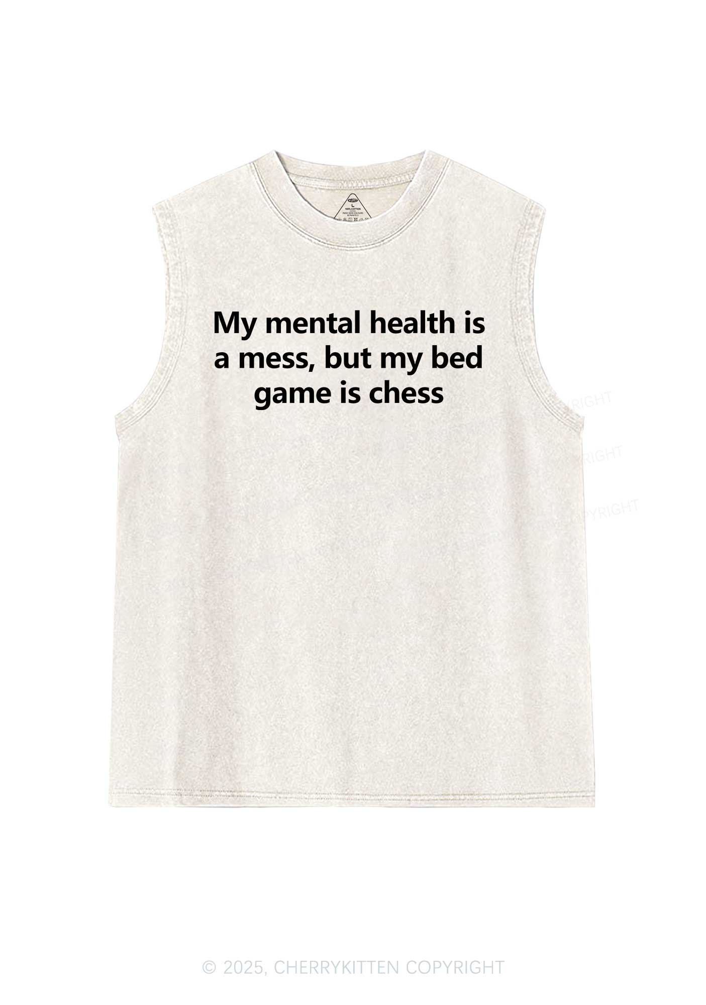 My Mental Health Is Mess Y2K Washed Muscle Tank Cherrykitten