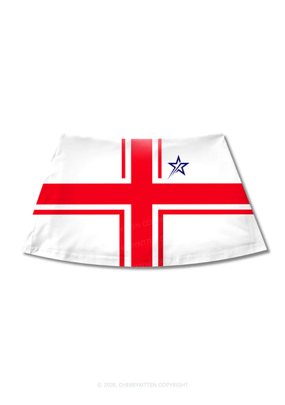 Red Cross Blue Star Y2K Print Mini Skirt Cherrykitten
