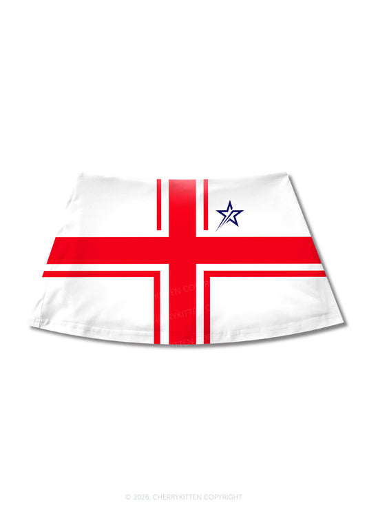 Red Cross Blue Star Y2K Print Mini Skirt Cherrykitten