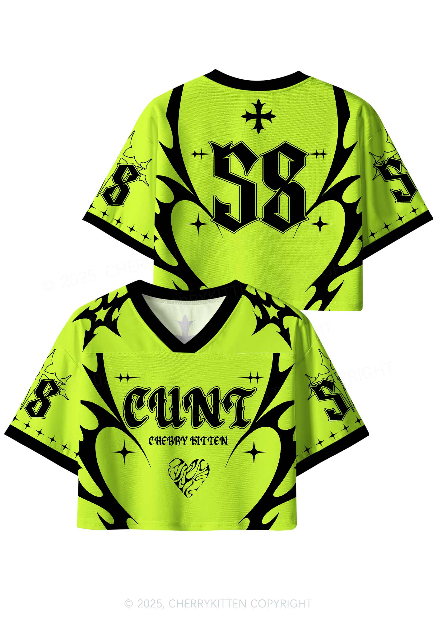 Custom Lime Green Cxxt Y2K Crop Sport Jersey Shirts Cherrykitten