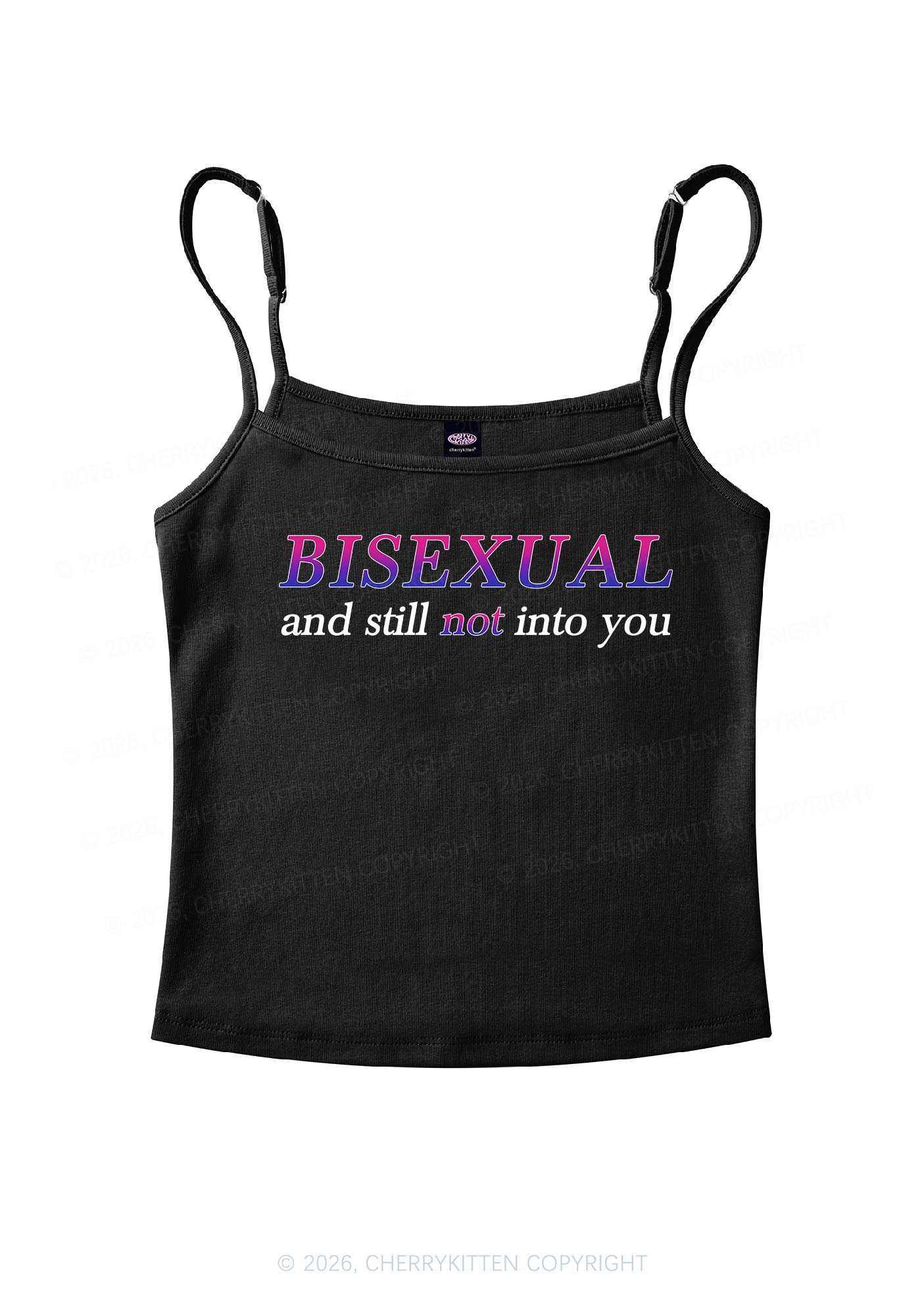 Bisexual And Still Not Into You Pride Y2K Spaghetti Strap Cami Cherrykitten