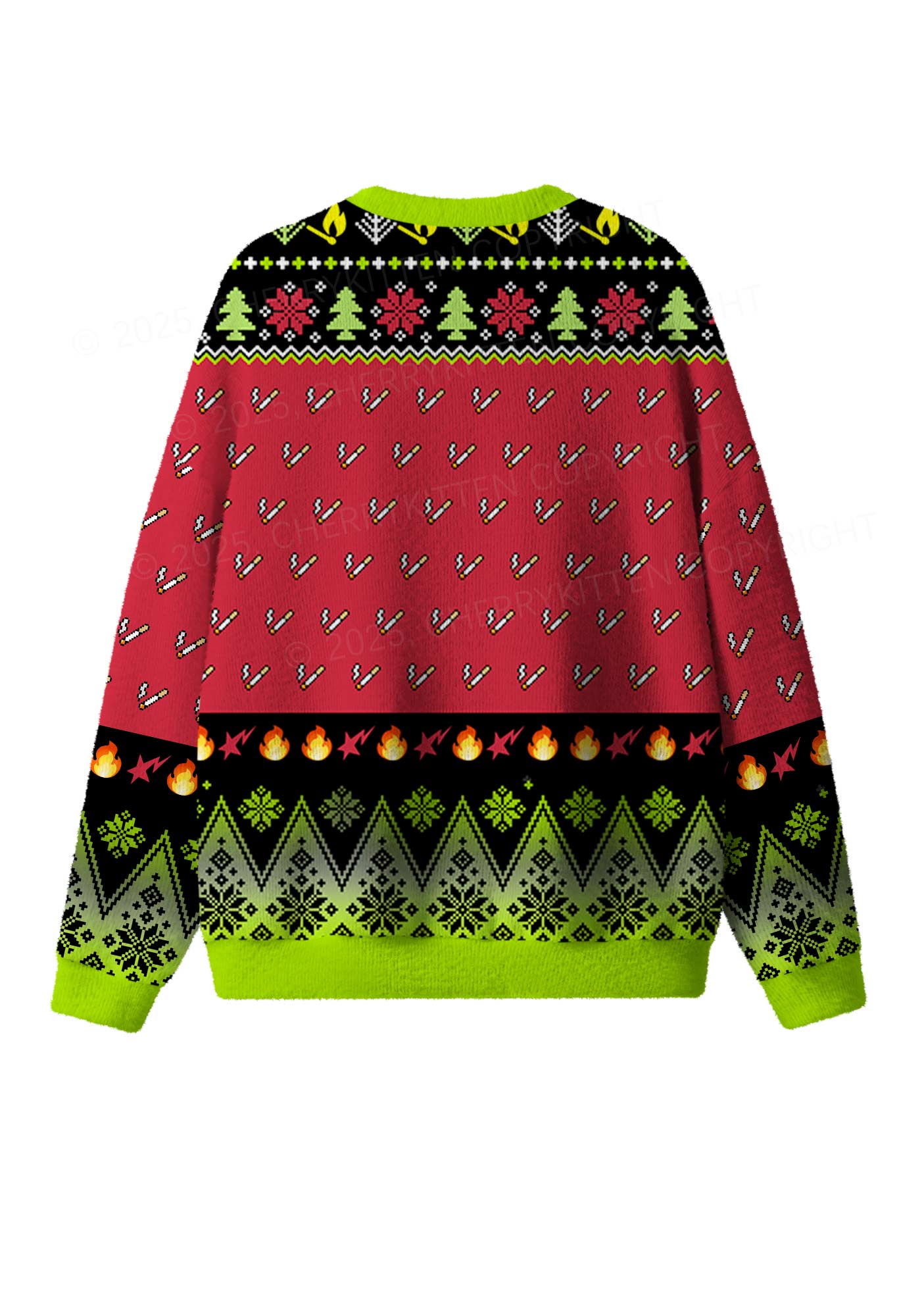 Stole My Lighter Y2K Christmas Knit Sweatshirt Cherrykitten