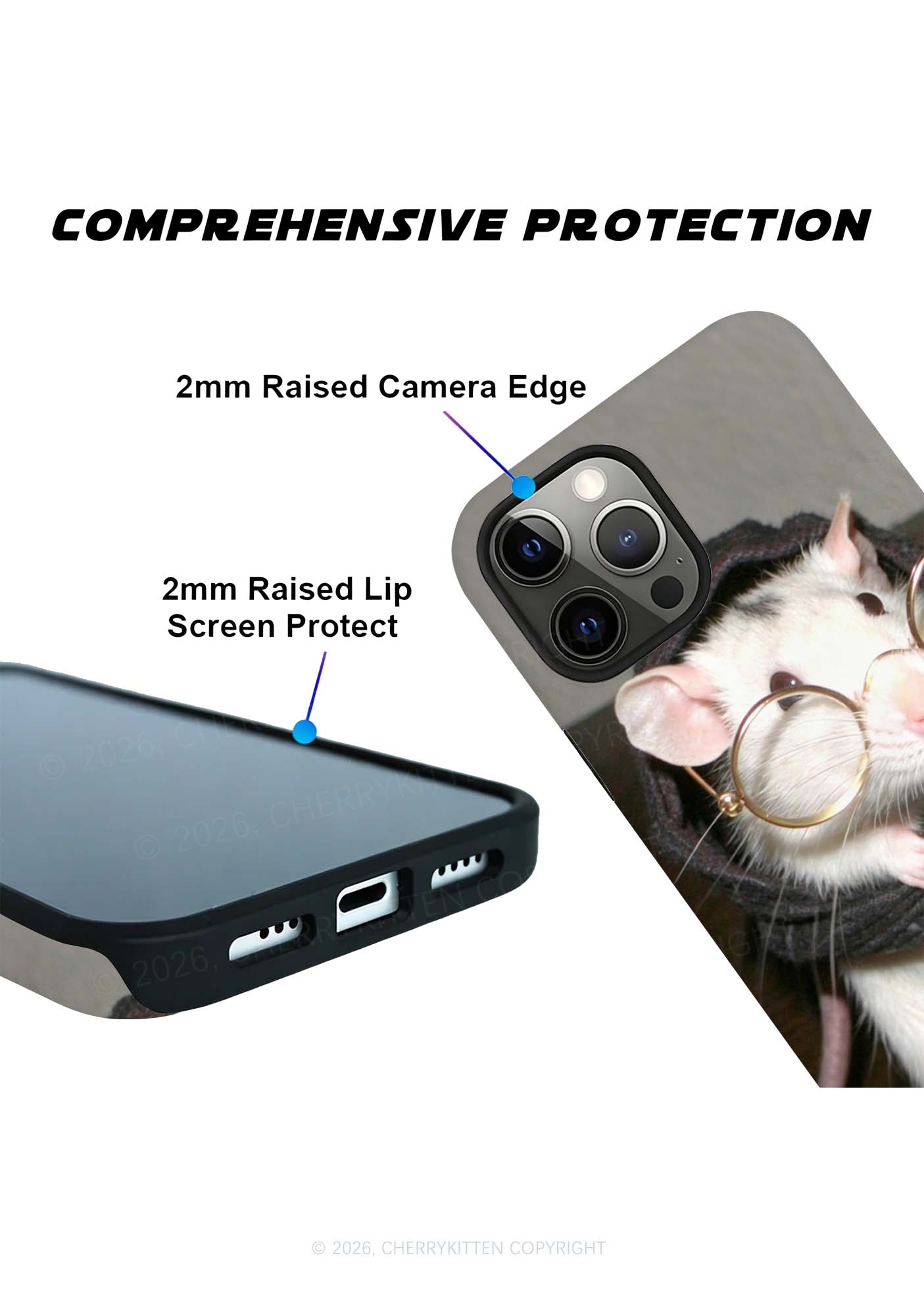 Glasses Rat Y2K Phone Case Cherrykitten