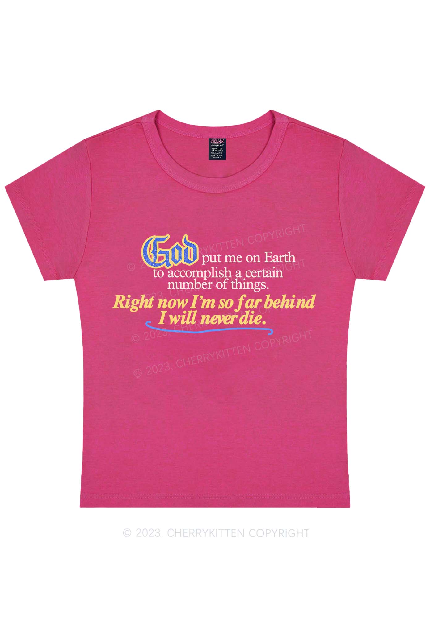 I Will Never Die Y2K Baby Tee Cherrykitten