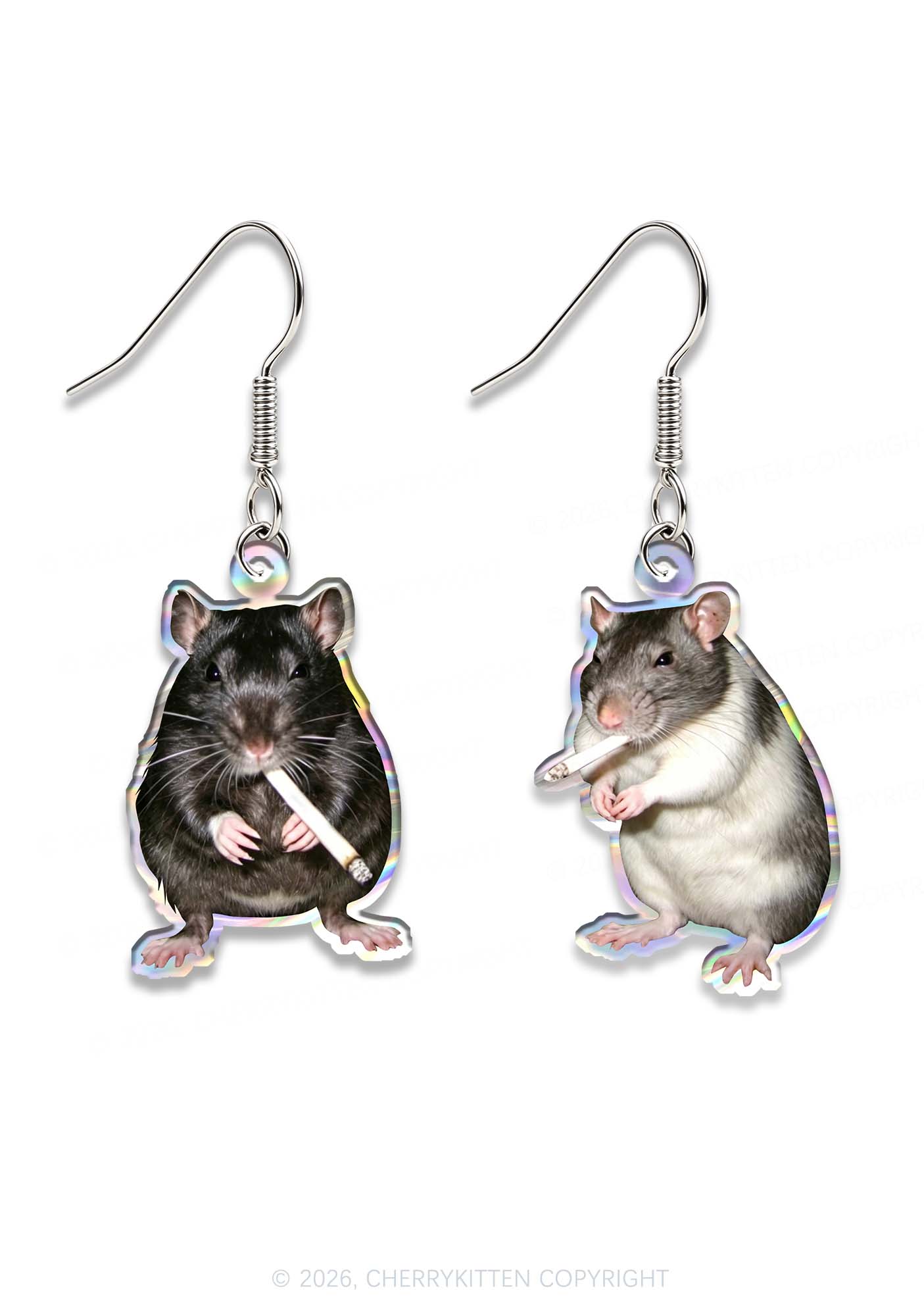 Smoking Rats Y2K Acrylic Earrings Cherrykitten