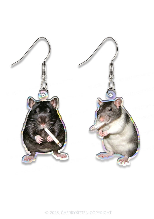 Smoking Rats Y2K Acrylic Earrings Cherrykitten