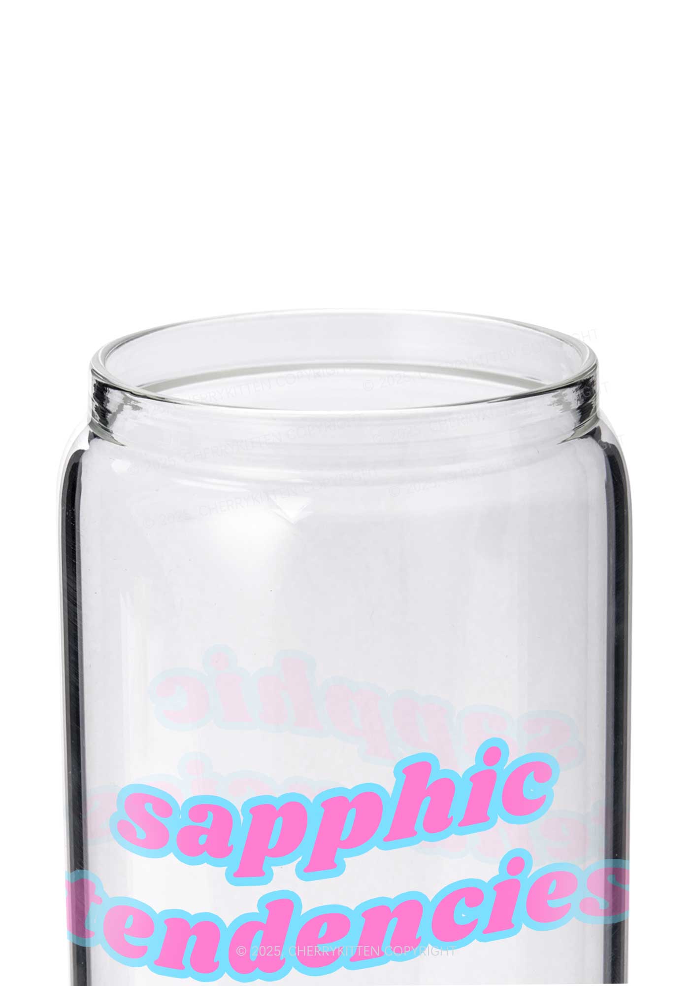 Sapphic Tendencies Pride Y2K Printed Glass Cup Cherrykitten