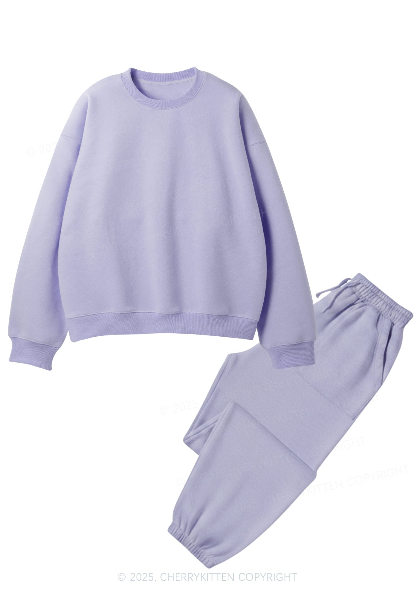 Plain Y2K Fleece Sweatshirts Set Cherrykitten
