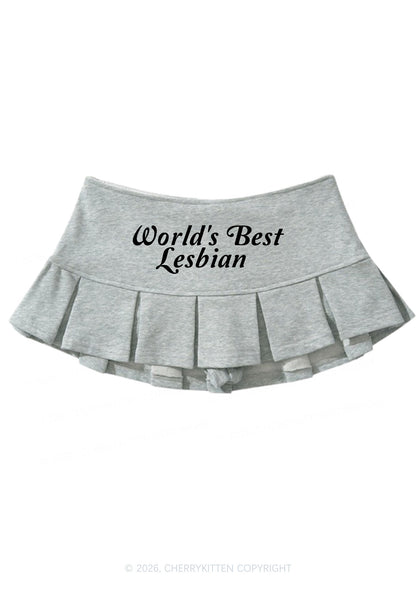 Worlds Best Lesbian Pride Y2K Mini Pleated Skirts Cherrykitten