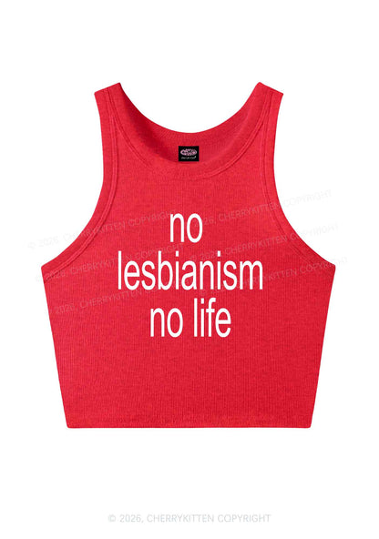 No Lesbianism No Life Pride Y2K Crop Tank Top Cherrykitten